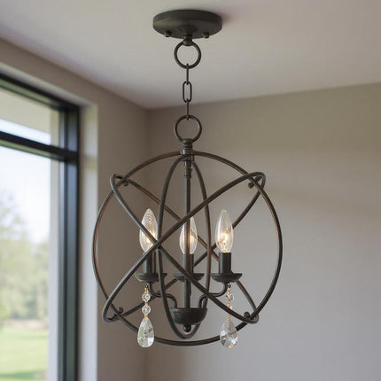 Three Light Dimmable Chandelier With Shades HomeRoots