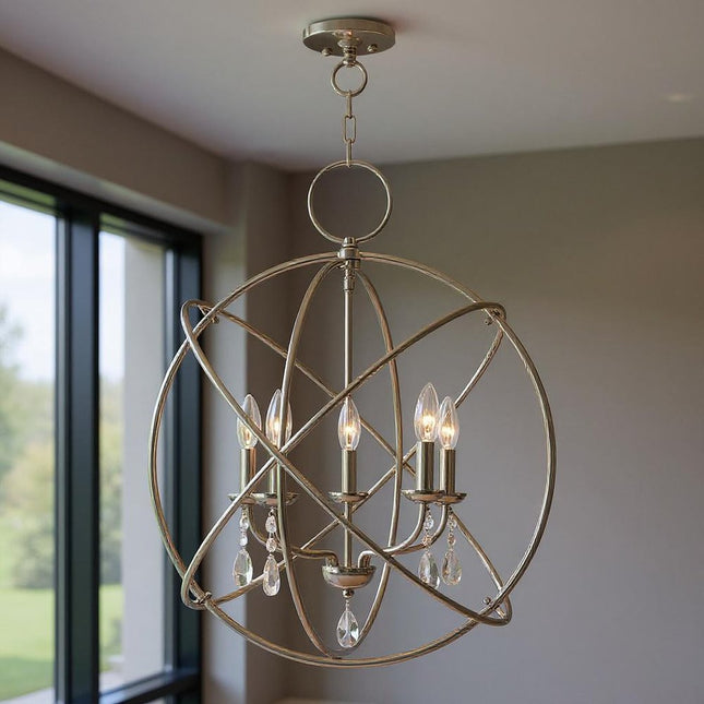 Five Light Dimmable Chandelier With Shades HomeRoots