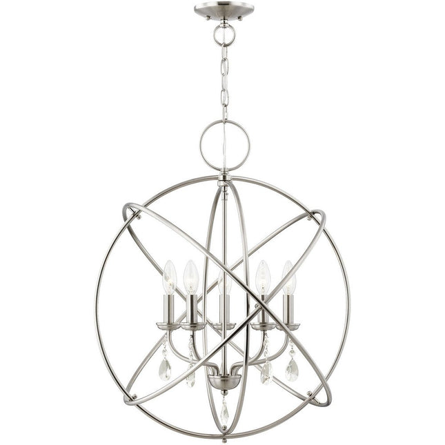 Five Light Dimmable Chandelier With Shades HomeRoots