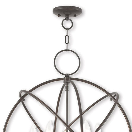 Bronze Five Light Metal Dimmable Chandelier With Shades