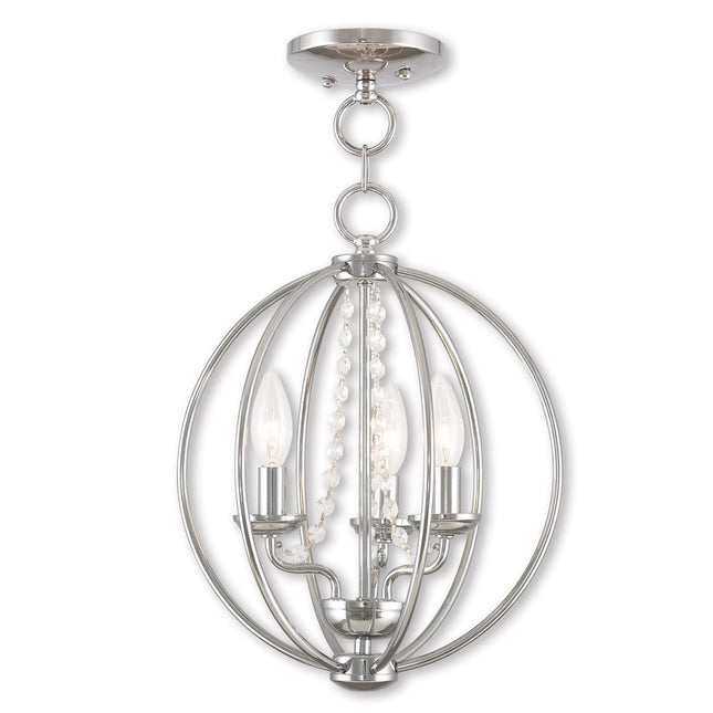 Silver Three Light Metal Dimmable Chandelier With Shades