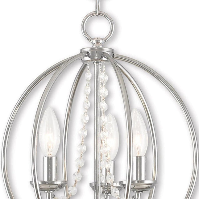 Silver Three Light Metal Dimmable Chandelier With Shades