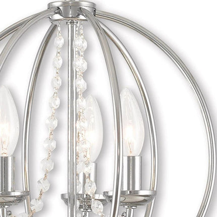 Silver Three Light Metal Dimmable Chandelier With Shades