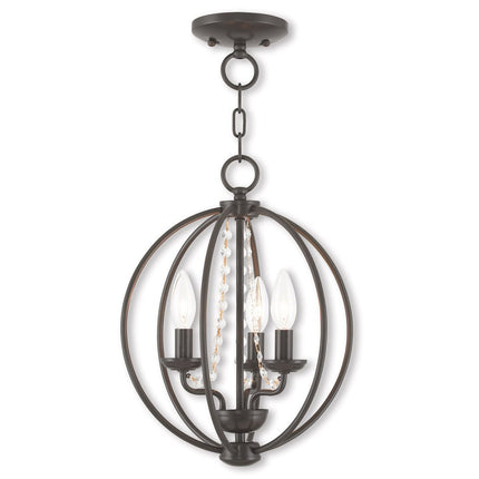 Bronze Three Light Metal Dimmable Chandelier With Shades