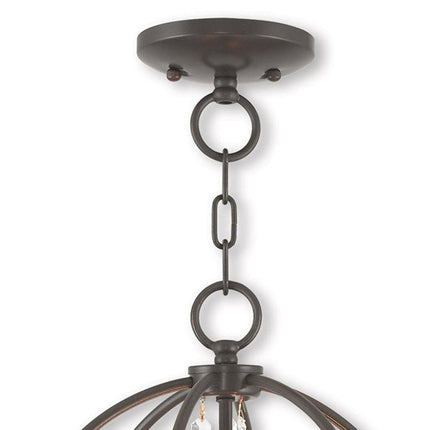 Bronze Three Light Metal Dimmable Chandelier With Shades