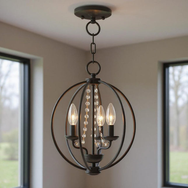 Three Light Dimmable Chandelier With Shades HomeRoots