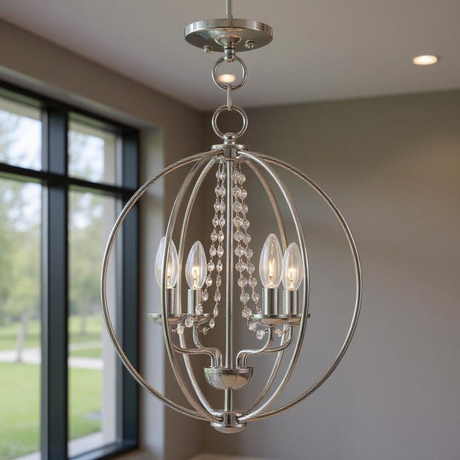 Four Light Dimmable Chandelier With Shades HomeRoots