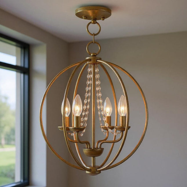 Four Light Dimmable Chandelier With Shades HomeRoots