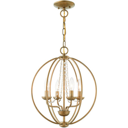 Gold Four Light Metal Dimmable Chandelier With Shades