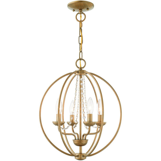 Gold Four Light Metal Dimmable Chandelier With Shades