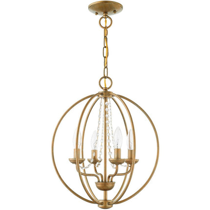 Gold Four Light Metal Dimmable Chandelier With Shades