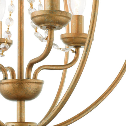 Gold Four Light Metal Dimmable Chandelier With Shades