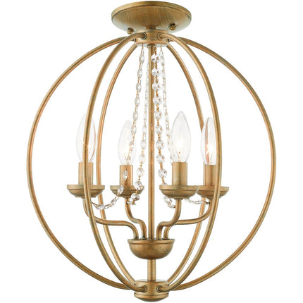 Gold Four Light Metal Dimmable Chandelier With Shades