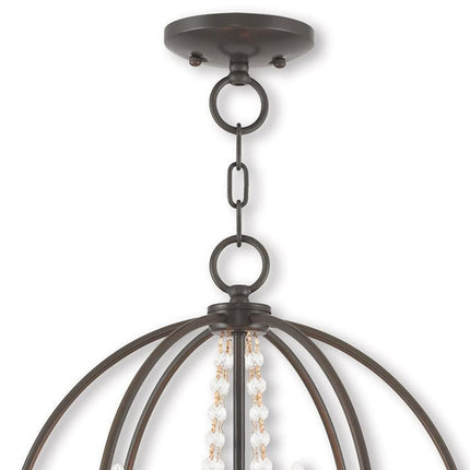 Bronze Four Light Metal Dimmable Chandelier With Shades