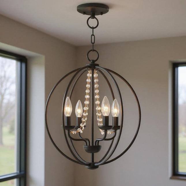 Four Light Dimmable Chandelier With Shades HomeRoots
