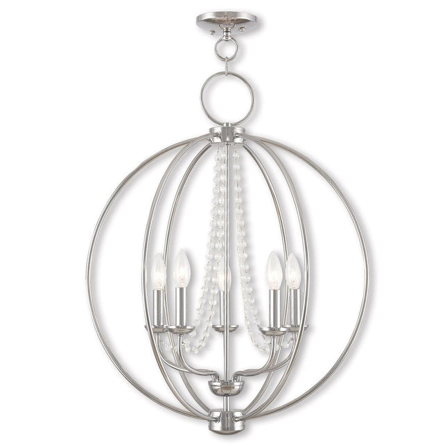Five Light Dimmable Chandelier With Shades HomeRoots