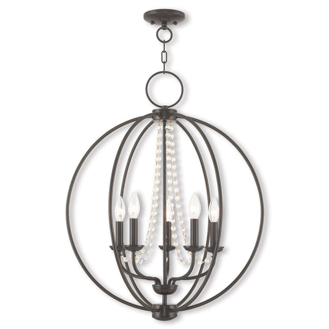 Five Light Dimmable Chandelier With Shades HomeRoots