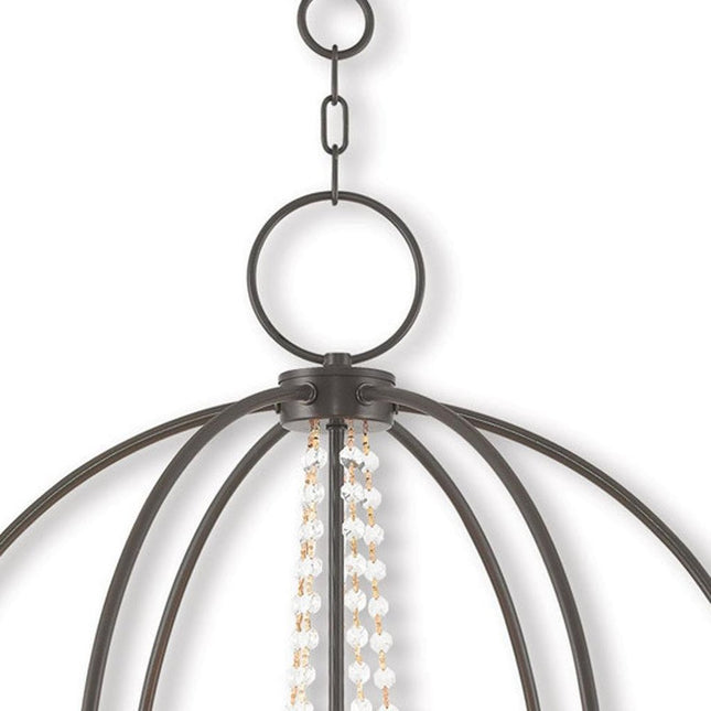 Bronze Five Light Metal Dimmable Chandelier With Shades