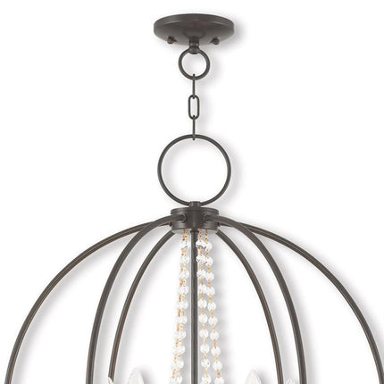 Bronze Five Light Metal Dimmable Chandelier With Shades