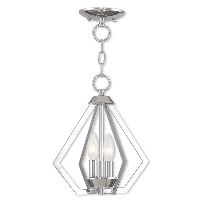 Silver Two Light Metal Dimmable Chandelier With Shades