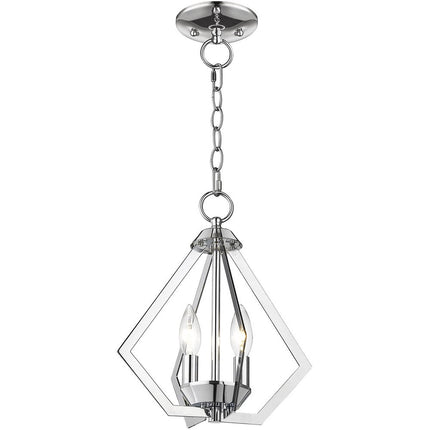 Silver Two Light Metal Dimmable Chandelier With Shades