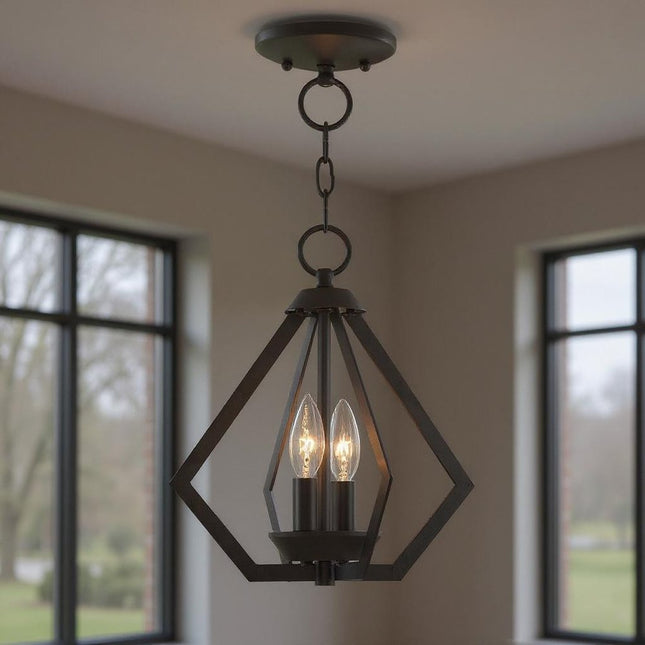 Bronze Two Light Dimmable Chandelier With Shades HomeRoots