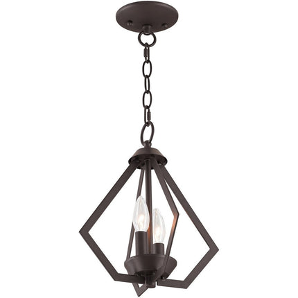 Bronze Two Light Metal Dimmable Chandelier With Shades