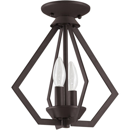 Bronze Two Light Metal Dimmable Chandelier With Shades