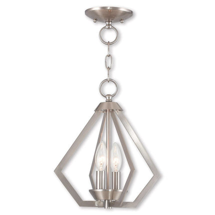 Nickel Two Light Metal Dimmable Chandelier With Shades