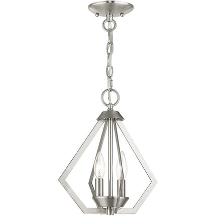 Nickel Two Light Metal Dimmable Chandelier With Shades