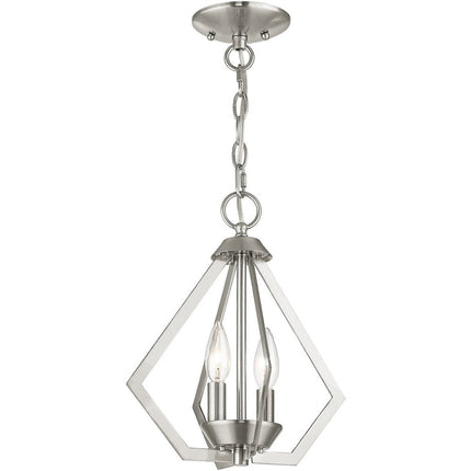 Nickel Two Light Metal Dimmable Chandelier With Shades