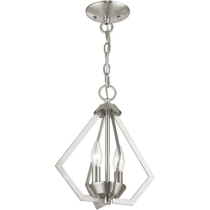 Nickel Two Light Metal Dimmable Chandelier With Shades