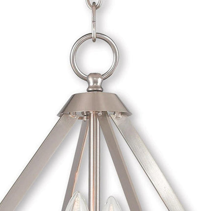 Nickel Two Light Metal Dimmable Chandelier With Shades