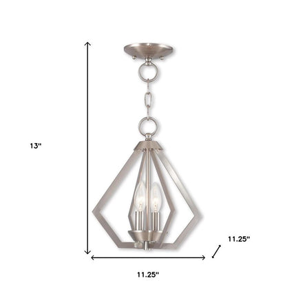 Nickel Two Light Metal Dimmable Chandelier With Shades