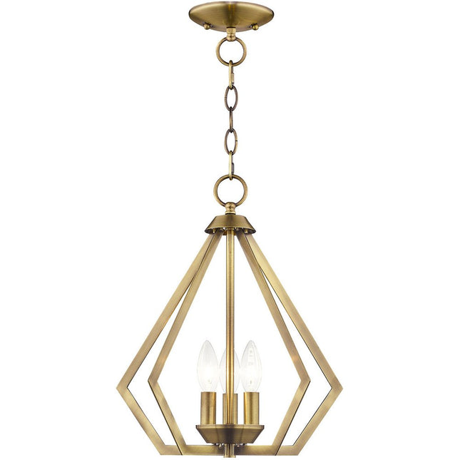 Antiqued Brass Three Light Metal Dimmable Chandelier With Shades
