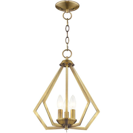 Antiqued Brass Three Light Metal Dimmable Chandelier With Shades