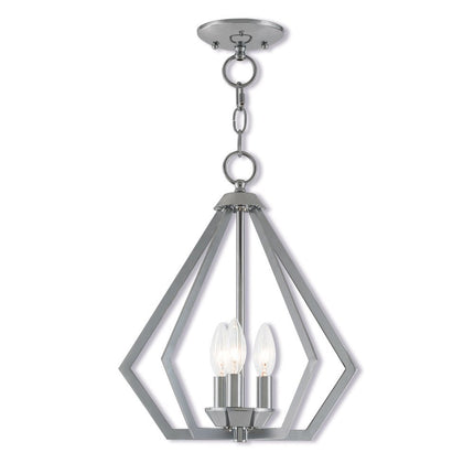 Silver Three Light Metal Dimmable Chandelier With Shades