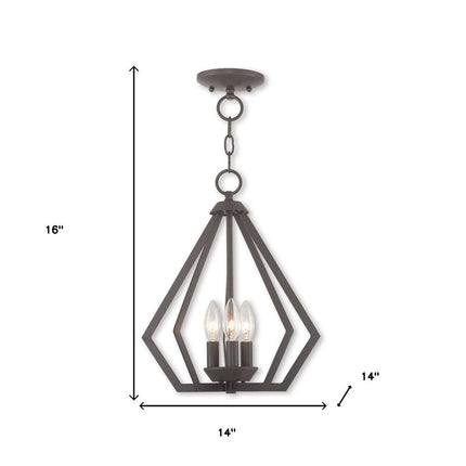 Bronze Three Light Dimmable Chandelier With Shades HomeRoots
