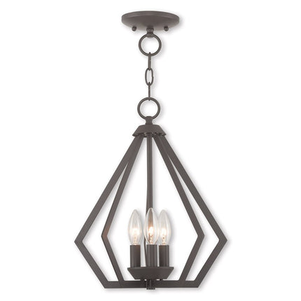 Bronze Three Light Metal Dimmable Chandelier With Shades