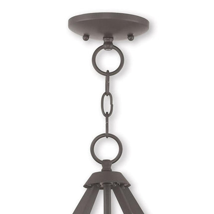 Bronze Three Light Metal Dimmable Chandelier With Shades
