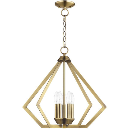 Antiqued Brass Five Light Metal Dimmable Chandelier With Shades