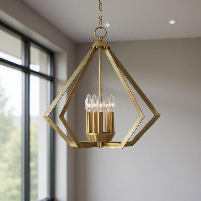 Five Light Dimmable Chandelier With Shades HomeRoots