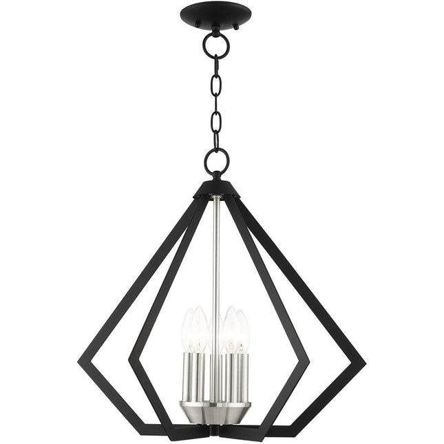 Black Five Light Metal Dimmable Chandelier With Shades