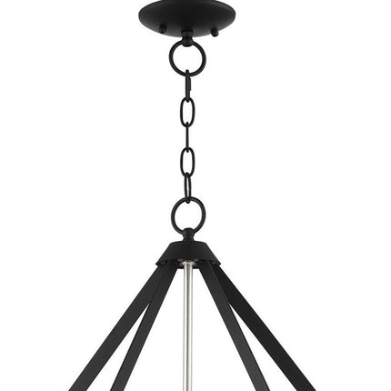 Black Five Light Metal Dimmable Chandelier With Shades