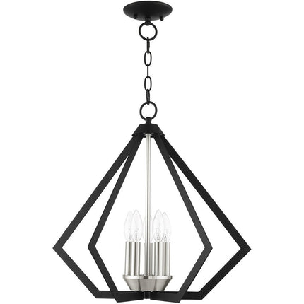Black Five Light Metal Dimmable Chandelier With Shades