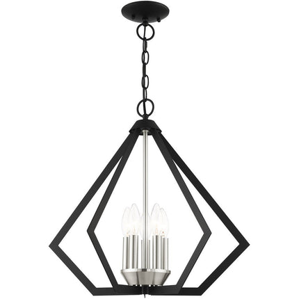 Black Five Light Metal Dimmable Chandelier With Shades