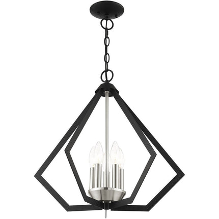 Black Five Light Metal Dimmable Chandelier With Shades