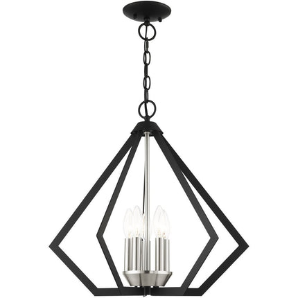 Black Five Light Metal Dimmable Chandelier With Shades