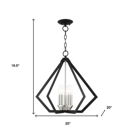 Black Five Light Metal Dimmable Chandelier With Shades