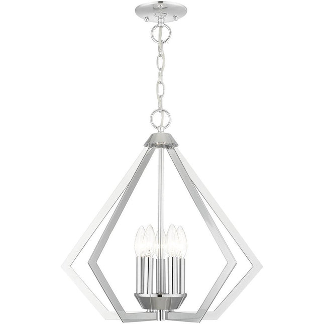 Silver Five Light Metal Dimmable Chandelier With Shades HomeRoots